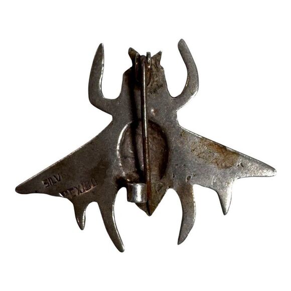 Vintage Pair Mexican Silver Bug Bee Insect Wasp Brooch Pin Set 1” Unique Design - Picture 3 of 6